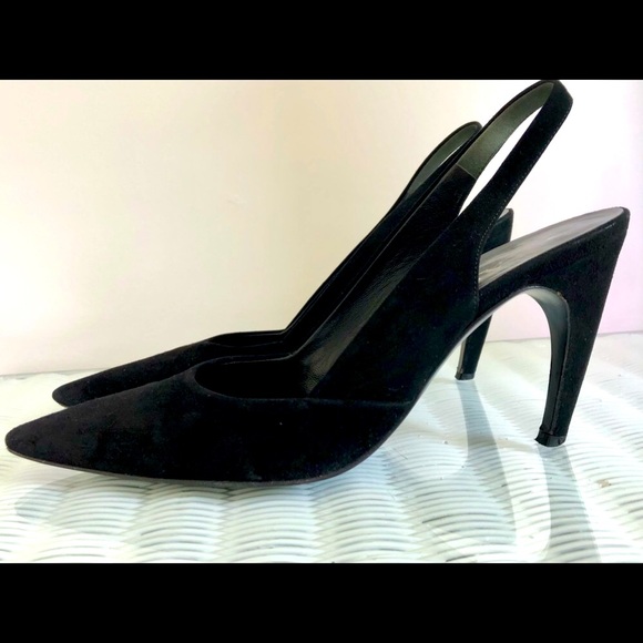 Prada Shoes - Prada pointy toe black suede slingback pump 4 inch heel size 8 1/2